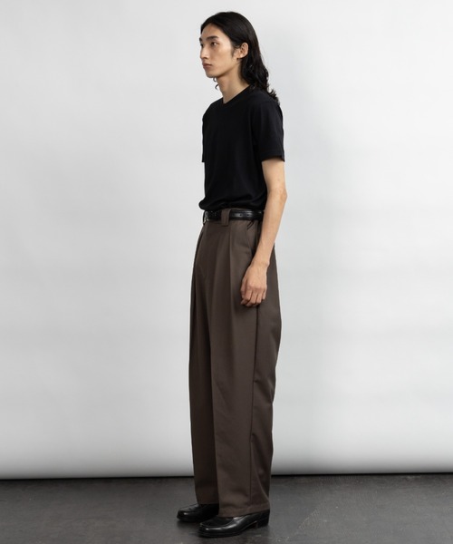 SINSS スラックス Wide tapered two tuck slacks / ワイドテーパード 2