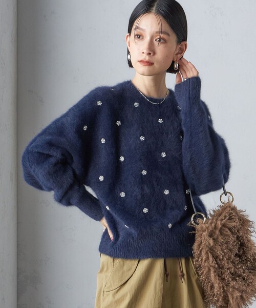 SHIPS（シップス） ニット セーター 「手洗い可能」ビジュー FOX