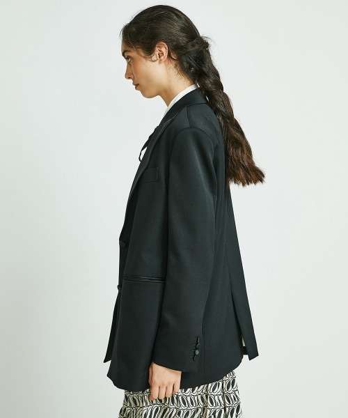 Sov. ジャケット テーラードジャケット サテンラペルタキシード