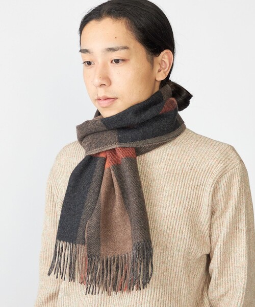 SHIPS（シップス） マフラー SHIPS: チェック カシミヤ ダブルフェイス