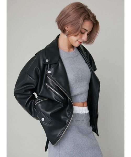 EVRIS（エヴリス） レザージャケット ライダース ルーズシルエット
