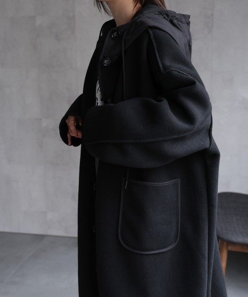 CREARE -LINO- コート アウター フェイクウールフード付きボアロング