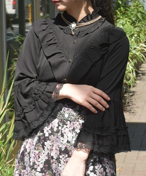 axes femme（アクシーズ ファム） ブラウス シャツ 姫袖風フレア袖