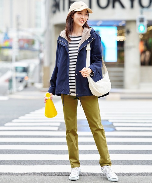 BELLUNA パンツ 静電防止蓄熱綿サテンカラーパンツ股下69cm