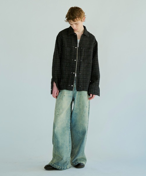 Camphor wood シャツ lame tweed double zipper shirt jacket / ラメ