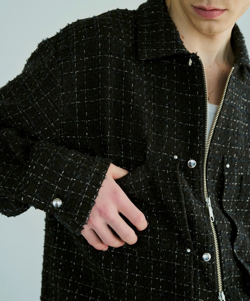 Camphor wood シャツ lame tweed double zipper shirt jacket / ラメ