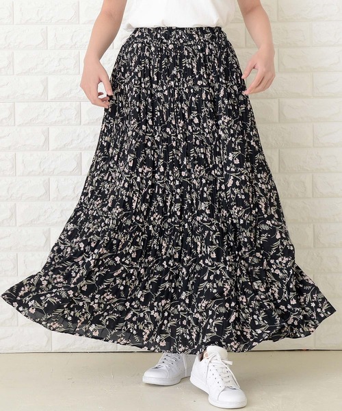 Lace Ladies（レースレディース） スカート 花柄 細プリーツ ロング