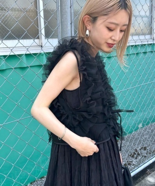 nenom ベスト ジレ 「nenom/ネノム」 2WAY シアーチュールフリル