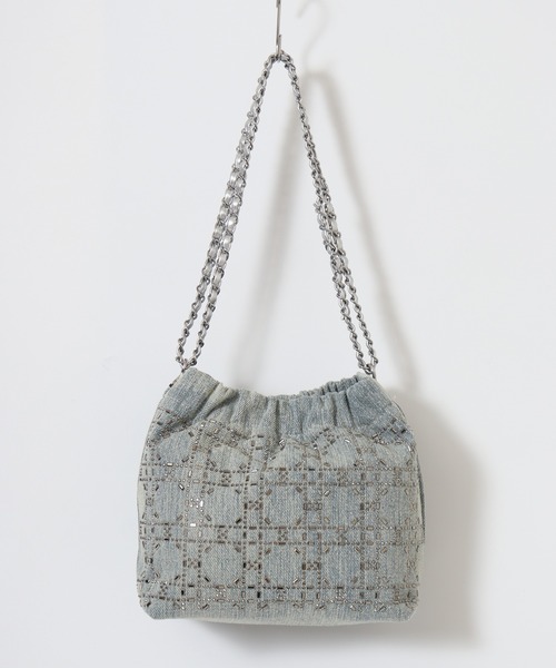 ショルダーバッグ バッグ Crossi ビジュー ラインストーン デニム