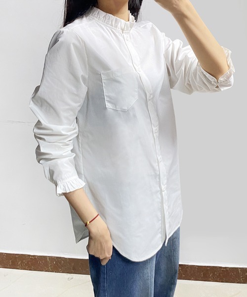 ブラウス シャツ フリルネックシャツ レディース : ZOZOTOWN Yahoo!店