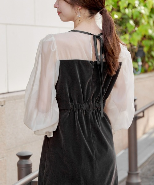 Chico（チコ） ドレス 「2サイズ展開/REVIVAL」配色シースルータイト