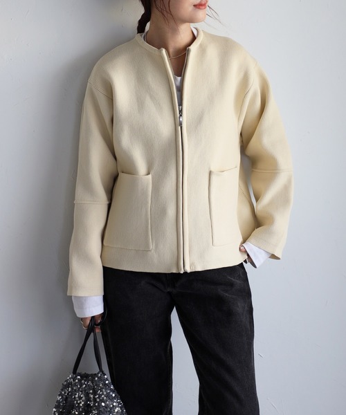 Bonjour Sagan（ボンジュールサガン） カーディガン フロントジップ畦