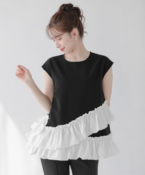 Fit more（フィットモア） アシンメトリーフリルトップス レディース