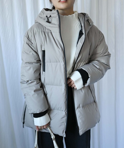 ＆HALF ダウンコート ダウンジャケット リブダウンロングコート(ダウン