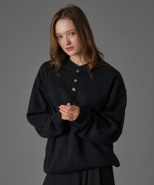 ONCILY（オンシェリー） トレーナー スウェット SILVER BUTTON HENRY