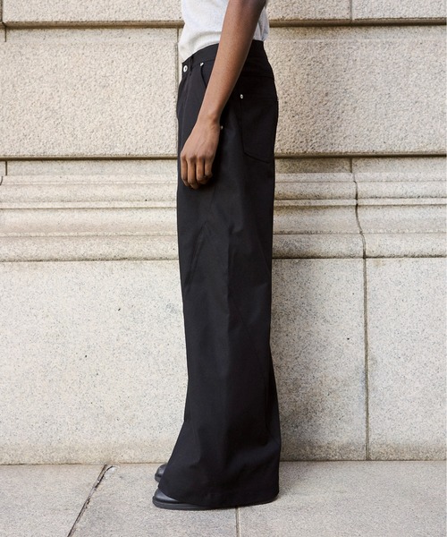 Camphor wood スラックス super wide baggy polyester slacks