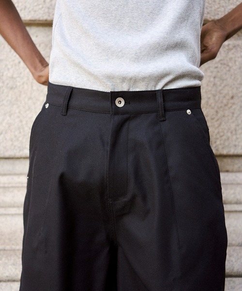 Camphor wood スラックス super wide baggy polyester slacks
