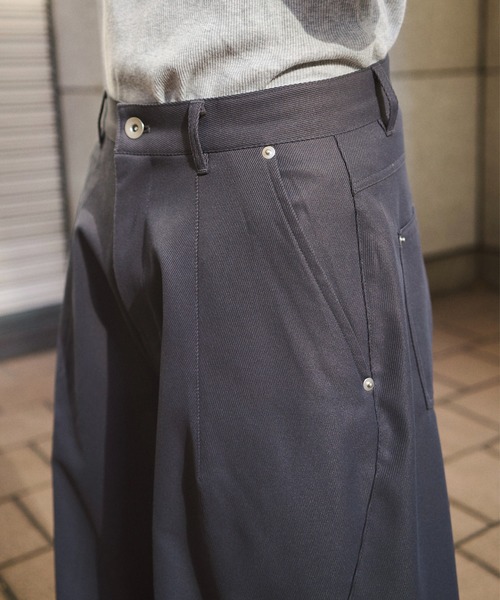 Camphor wood スラックス super wide baggy polyester slacks
