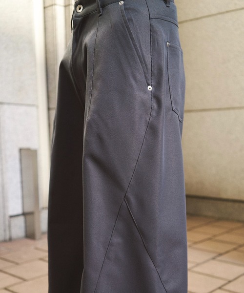 Camphor wood スラックス super wide baggy polyester slacks