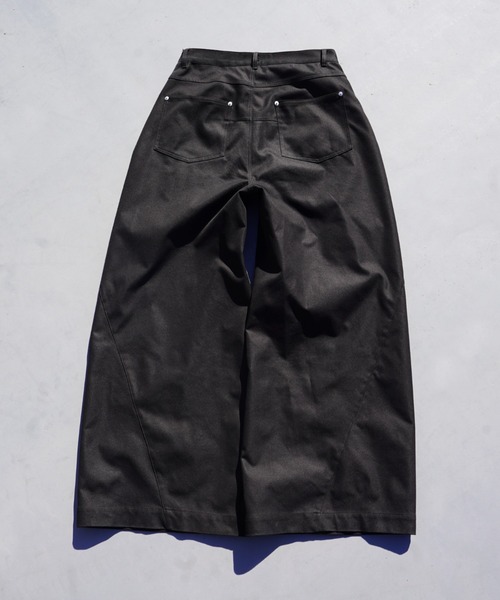 Camphor wood スラックス super wide baggy polyester slacks