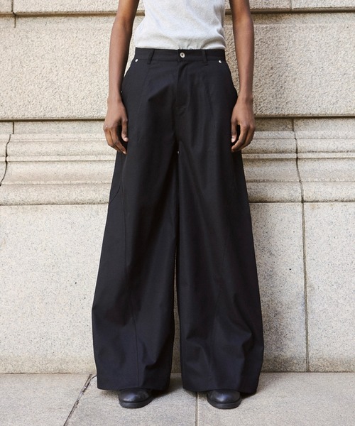 Camphor wood スラックス super wide baggy polyester slacks