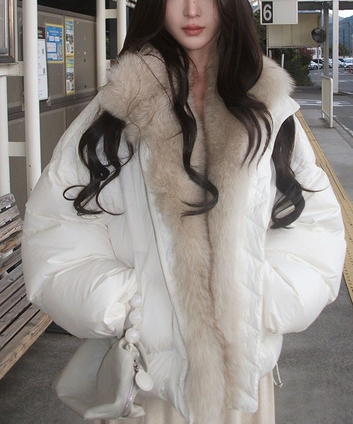 ダウンコート ダウンジャケット フェイクファー付き中綿ジャケット