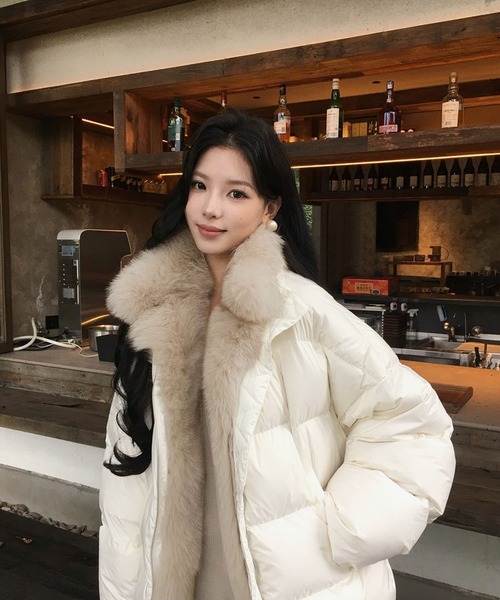 ダウンコート ダウンジャケット フェイクファー付き中綿ジャケット