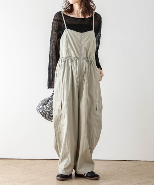 サロペット オーバーオール フロントジップミリタリーサロペット