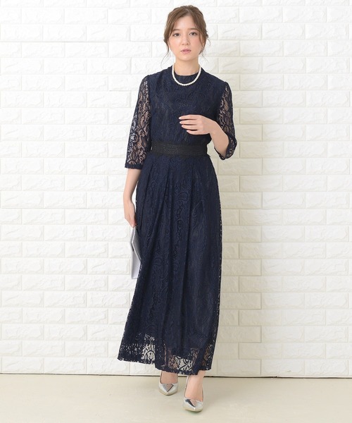 Lace Ladies（レースレディース） ドレス 花柄総レースロング丈フレア