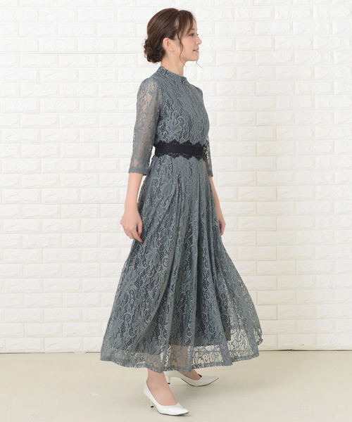 Lace Ladies（レースレディース） ドレス 花柄総レースロング丈フレア