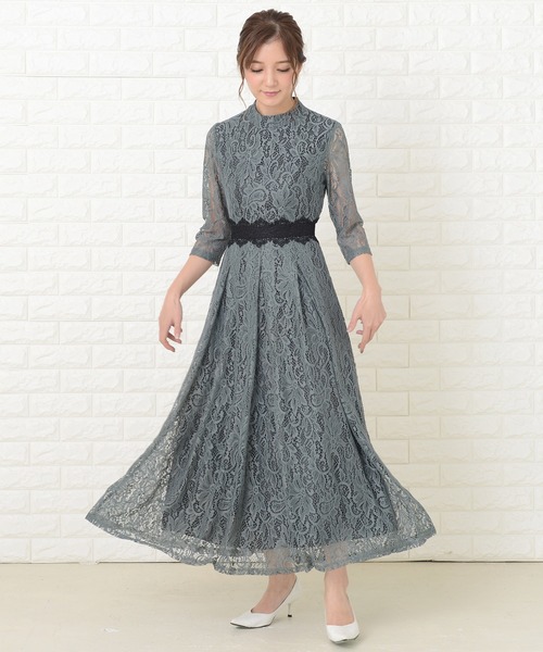 Lace Ladies（レースレディース） ドレス 花柄総レースロング丈フレア