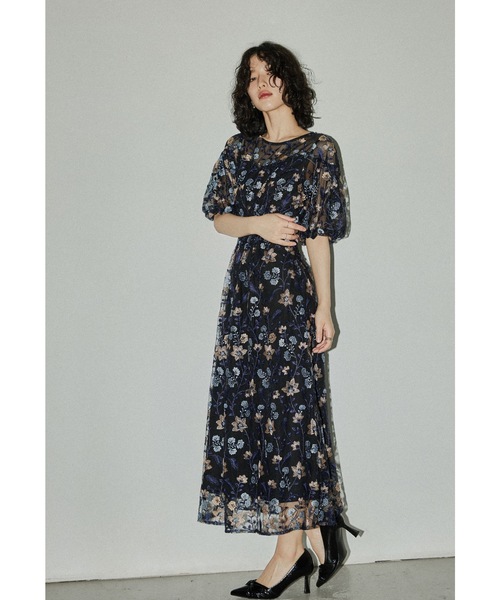 niana（ニアナ） ドレス ブルーミーフラワードレス 花柄 刺繍レース