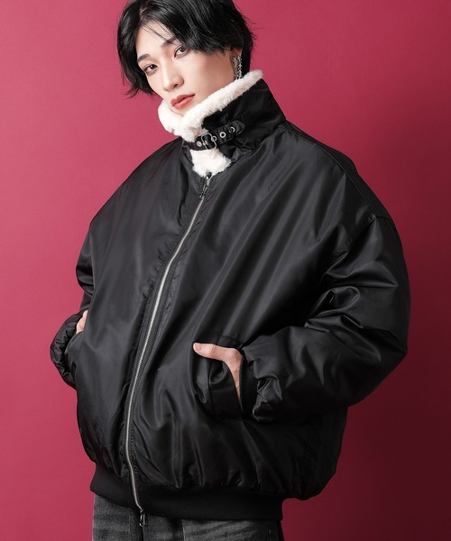 ダウンジャケット ダウン a.p.o.v. ファー襟ナイロン中綿オーバー