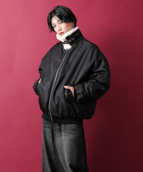 ダウンジャケット ダウン a.p.o.v. ファー襟ナイロン中綿オーバー