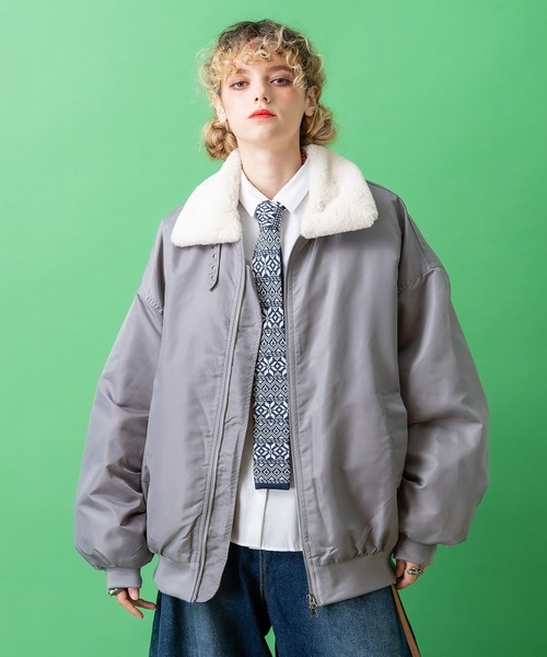 ダウンジャケット ダウン a.p.o.v. ファー襟ナイロン中綿オーバー