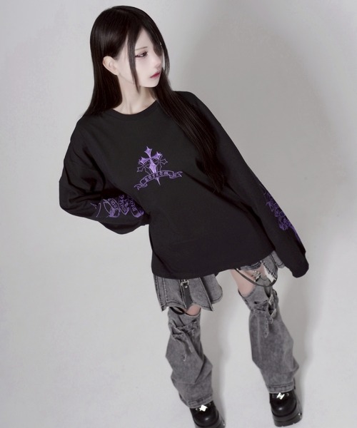 REFLEM（レフレム） tシャツ 「REFLEM/レフレム」クロス刺繍L/S Tee