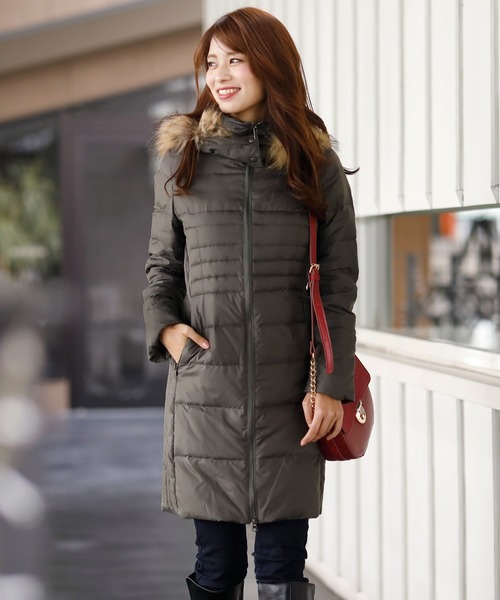 ElegChic ダウンコート ダウンジャケット ラクーンファースリムダウン