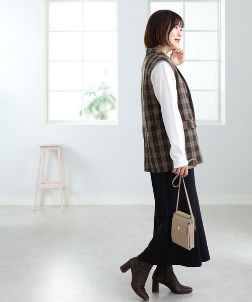 BELLUNA PLUS（ベルーナプラス） ベスト ジレ チェック柄テーラード