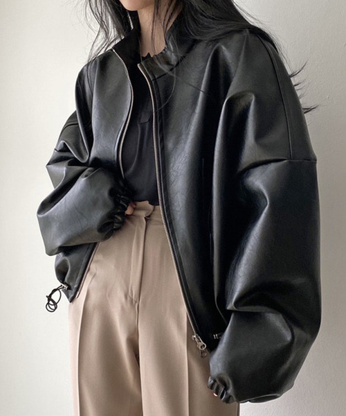 DAY CLOSET レザージャケット ライダース 「ドローコード/裏地付き