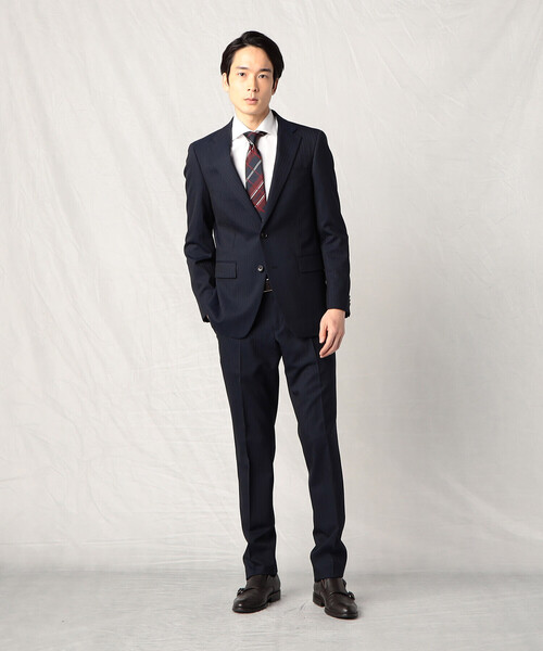 豆*子様 COMME CA MEN ストライプビジネススーツ 44 COMME CA MEN