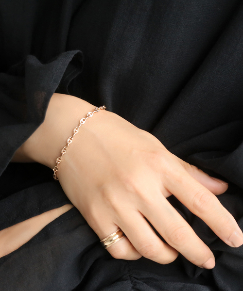 Lilas 指輪 リング 6mm甲丸ミル打ちピンキーリング K10 レディース