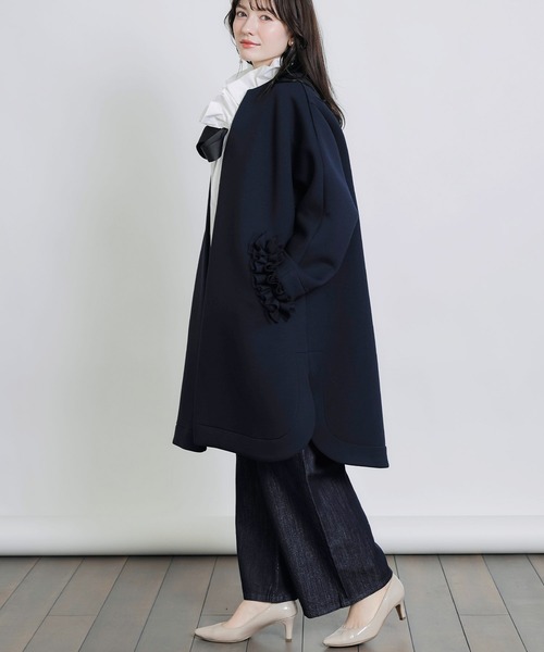 PICCIN PERLA ノーカラーコート コート フリルポケットコート