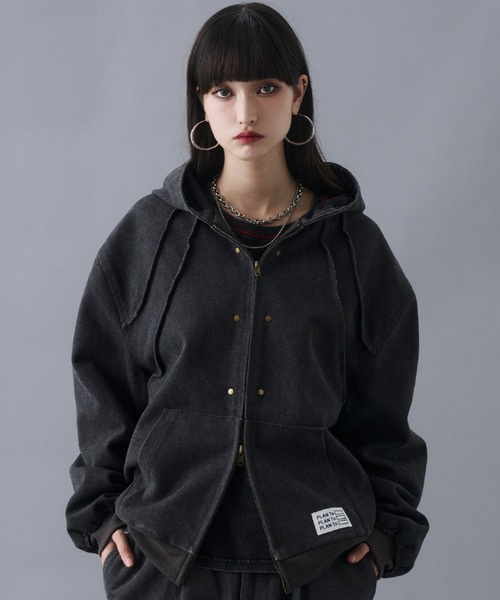 PLAN To パーカー Aged Duck Cropped Double-Zip Hoodie / エイジド