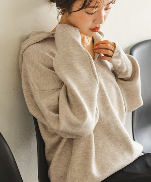 NOBLE（ノーブル） ニット 「追加」接結タック編みフードプルオーバー