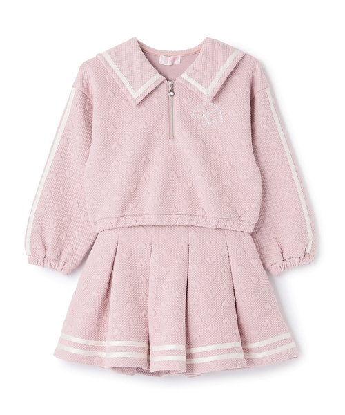 mezzo piano セットアップ カットジャガード ハーフZIPセーラー