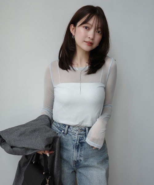 anuans（アニュアンス） tシャツ シアーコンパクトロングTシャツ