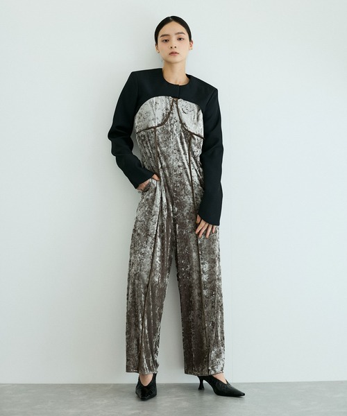 ADAM ET ROPE'（アダムエロペ） オールインワン ベロアロンパース