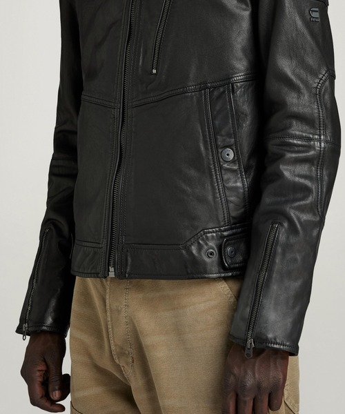 G-STAR RAW 革ジャン ライダース Biker Leather Jacket/シングルレザー