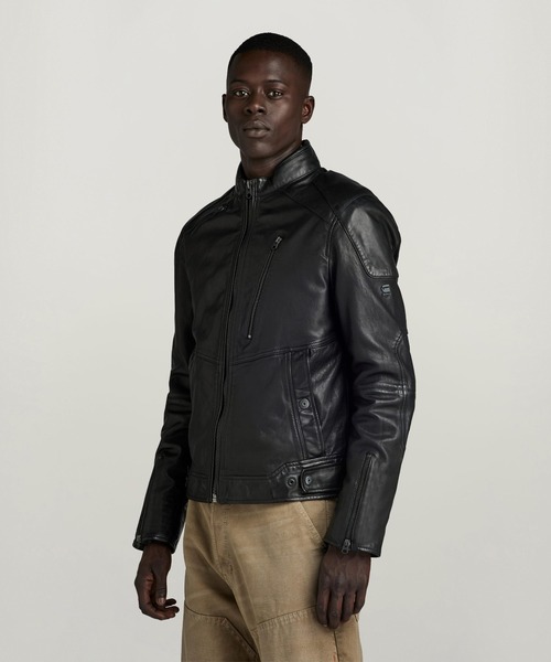 G-STAR RAW 革ジャン ライダース Biker Leather Jacket/シングルレザー
