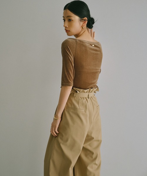 anuans（アニュアンス） パンツ フリルタックワイドパンツ レディース